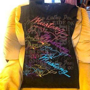 New VNeck Ford Mustang T-shirt Dress - LG - 12/14